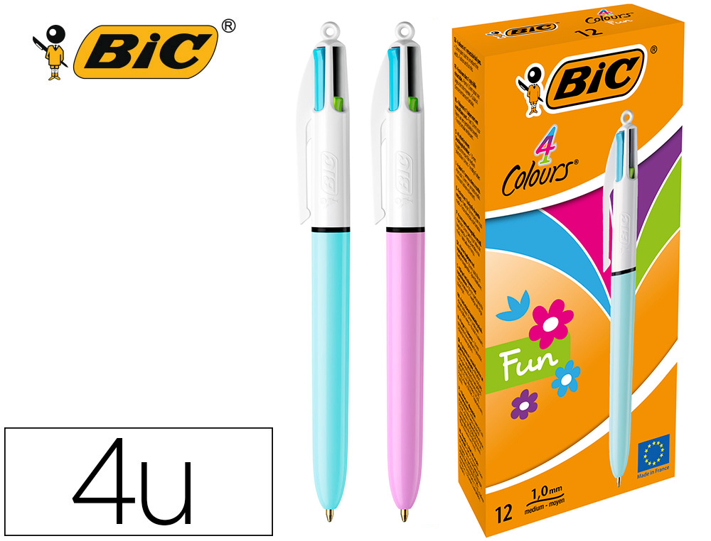 Bolígrafo Bic 4 colores pastel